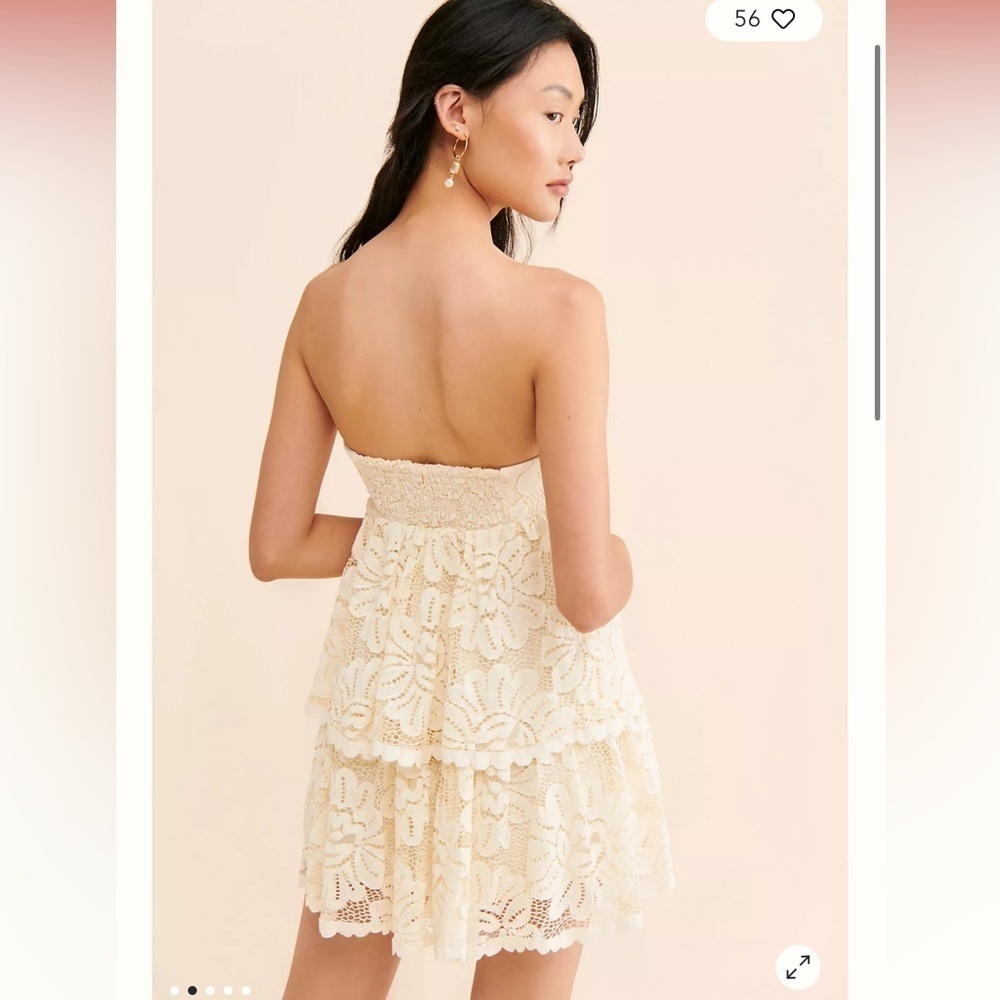 Maeve by Anthropologie Strapless Lace Mini Dress, White, Size 16 - Picture 7 of 7